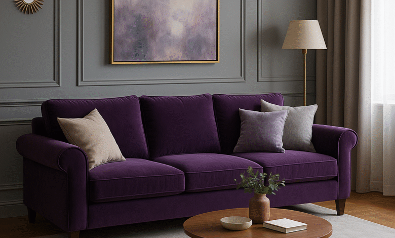 Purple sofa living room ideas